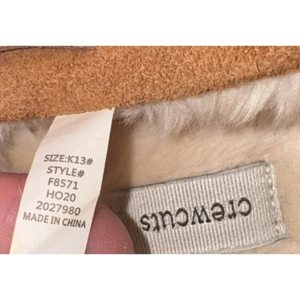 CREW CUTS FAUX SHEARLING LEATHER MOCCASINS LODGE SLEEPERS‎ KIDS Size K 13